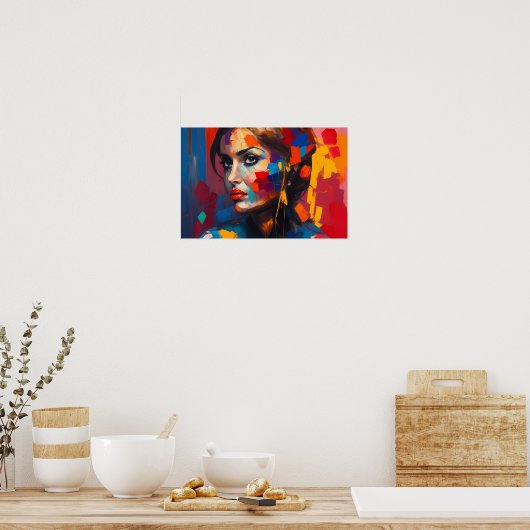 Poster - Abstracte regenboog vrouw (Keuken)