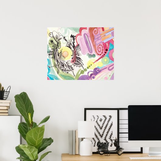 POSTER ABSTRACTE WATERVERF # 1 (Thuiskantoor)