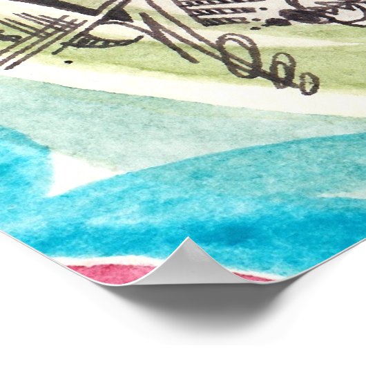 POSTER ABSTRACTE WATERVERF # 1 (Hoek)