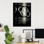 Poster Abstracte zwarte reflectie (Thuiskantoor)