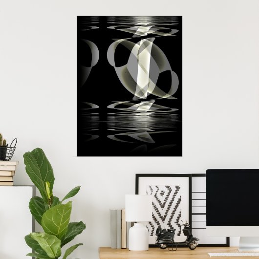 Poster Abstracte zwarte reflectie (Thuiskantoor)