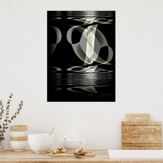 Poster Abstracte zwarte reflectie (Keuken)