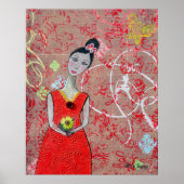 Poster: Adeline in de Rode Dress Poster (Voorkant)