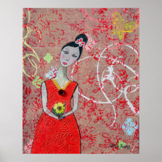 Poster: Adeline in de Rode Dress Poster