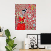 Poster: Adeline in de Rode Dress Poster (Thuiskantoor)