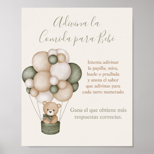 Póster Adivina la comida para Bebé Baby shower Boy Poster (Voorkant)