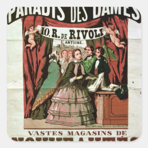 Poster adverteren "Au Paradis des Dames" Vierkante Sticker