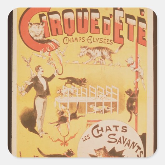 Poster adverteren de Cirque d'Ete in de Vierkante Sticker (Voorkant)