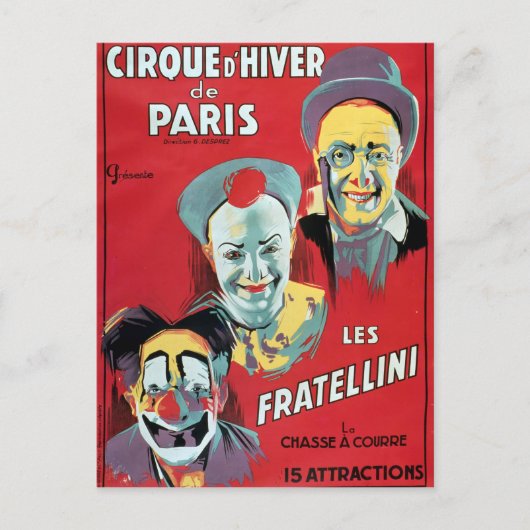 Poster adverteren de Cirque d'Hiver de Paris Briefkaart (Voorkant)