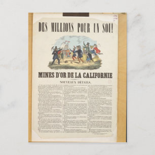 Poster adverteren de goudmijnen in Californië Briefkaart