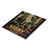 Poster adverteren de stad Visby, Zweden (colo) Tegeltje (Zijkant)