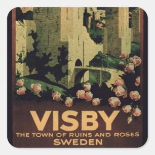 Poster adverteren de stad Visby, Zweden (colo) Vierkante Sticker
