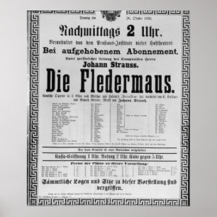 Poster adverteren Die Fledermaus door Johann