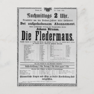 Poster adverteren Die Fledermaus door Johann Briefkaart