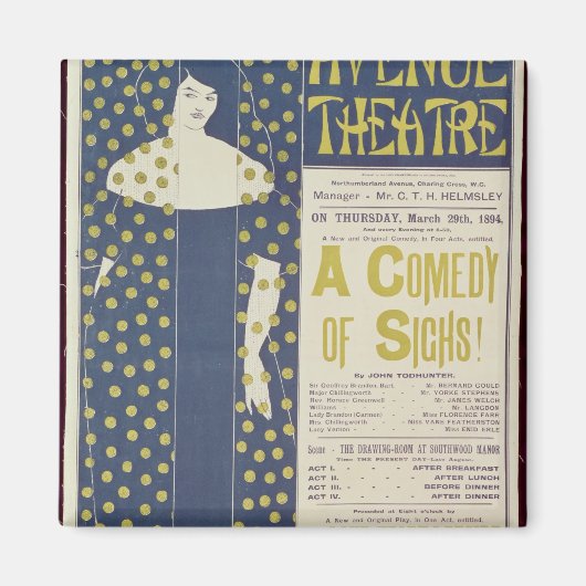 Poster adverteren een Comedy van de Sighs Magneet (Voorkant)