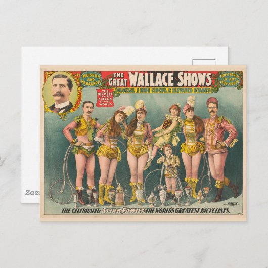 Poster Adverteren het grote Wallace Shows Circus Briefkaart (Voorkant / Achterkant)