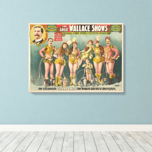 Poster Adverteren het grote Wallace Shows Circus Canvas Afdruk (Insitu (Houten vloer))