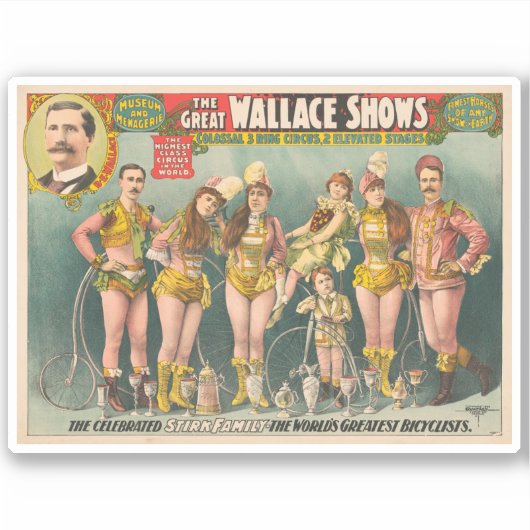 Poster Adverteren het grote Wallace Shows Circus Sticker (Voorkant)