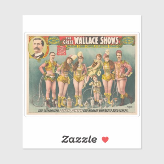 Poster Adverteren het grote Wallace Shows Circus Sticker (Vel)