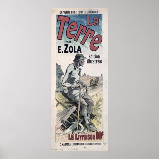 Poster adverteren "La Terre" door Emile Zola, 1889 (Voorkant)
