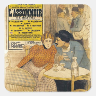 Poster adverteren L'Assommoir door M.M.W. Vierkante Sticker