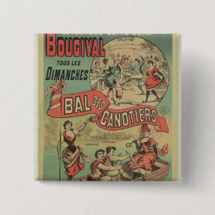 Poster adverteren "Le Bal des Canotiers" Vierkante Button 5,1 Cm