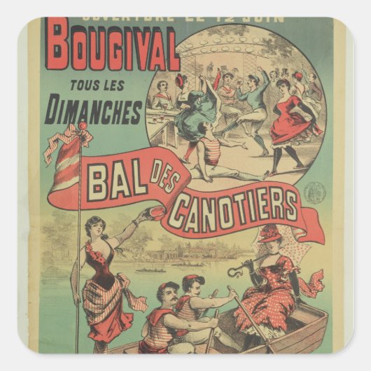 Poster adverteren "Le Bal des Canotiers" Vierkante Sticker (Voorkant)