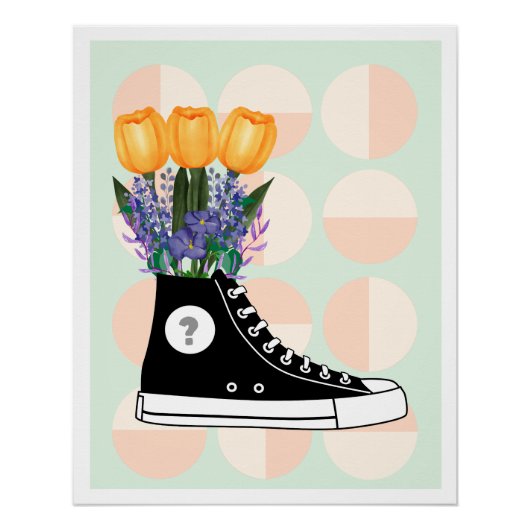Poster aesthetic sneaker flowers soft grunge vibe (Voorkant)