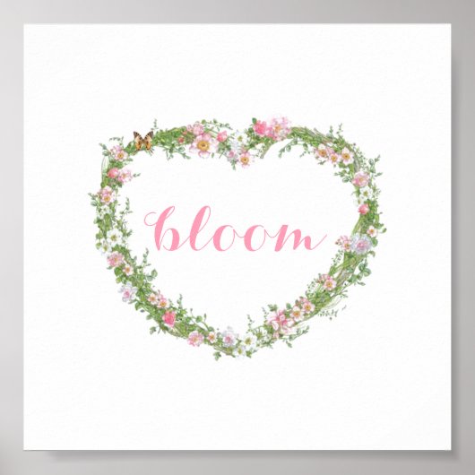 Poster/Afbeelding - Floral Heart Bloom Poster (Voorkant)