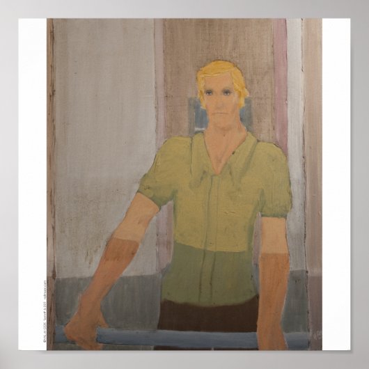 Poster/Afdruk: "Blond Man groen Shirt" Poster (Voorkant)