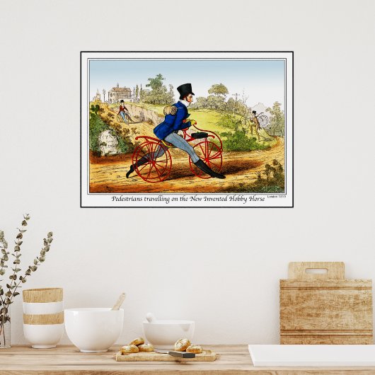 Poster/afdruk: Het hobbypaard: fietsprototype Poster (Keuken)