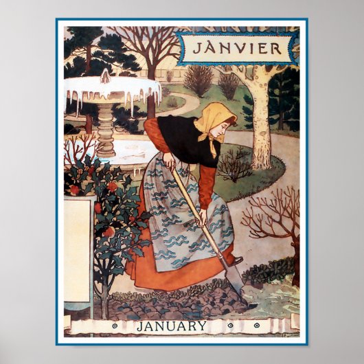Poster/Afdruk: Maand van januari - Janvier Poster (Voorkant)