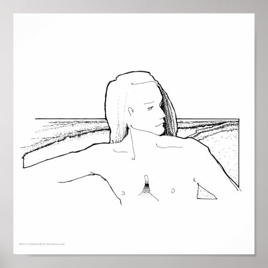 Poster/Afdruk: "Man/landschap met lange haas" Poster (Voorkant)