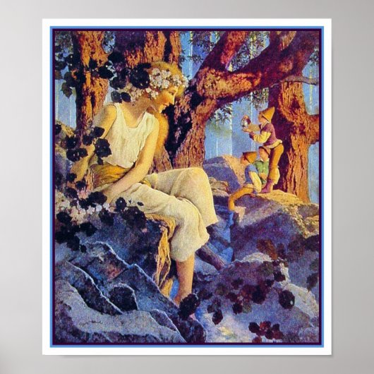 Poster/Afdruk: Meisje met Elves - Maxfield Parrish Poster (Voorkant)