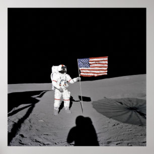Poster/afdruk: Moonwalk & American Flag Poster