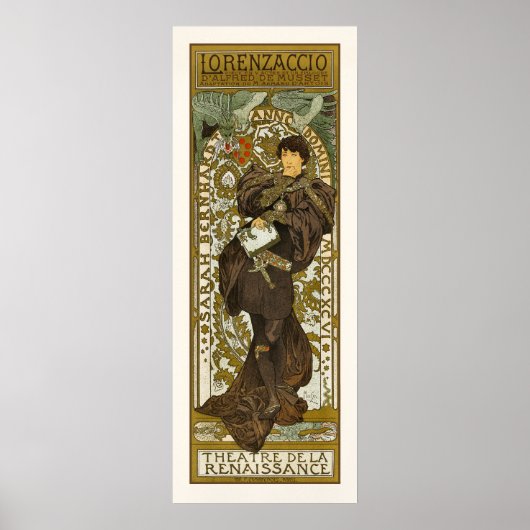 Poster/Afdruk: Mucha - Lorenzaccio - Art Nouveau Poster (Voorkant)