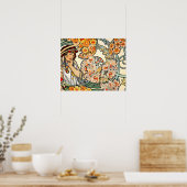 Poster/Afdruk: Mucha - Taal van bloemen II Poster (Keuken)