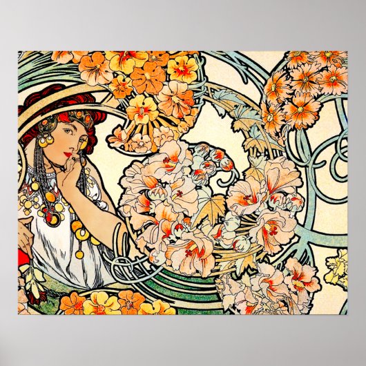 Poster/Afdruk: Mucha - Taal van bloemen II Poster (Voorkant)