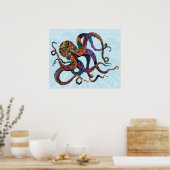 Poster/afdruk van elektrische octopus poster (Keuken)