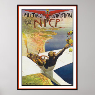 Poster/afdruk vliegtuig: vergadering d'Aviation Poster