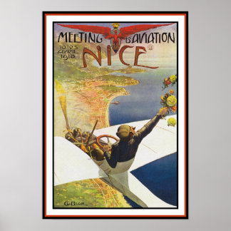 Poster/afdruk vliegtuig: vergadering d'Aviation Poster