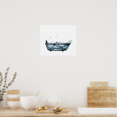 Poster/afdruk X-Ray Skeleton Bath White Blue Poster (Keuken)