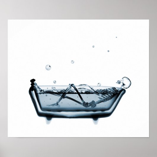 Poster/afdruk X-Ray Skeleton Bath White Blue Poster (Voorkant)