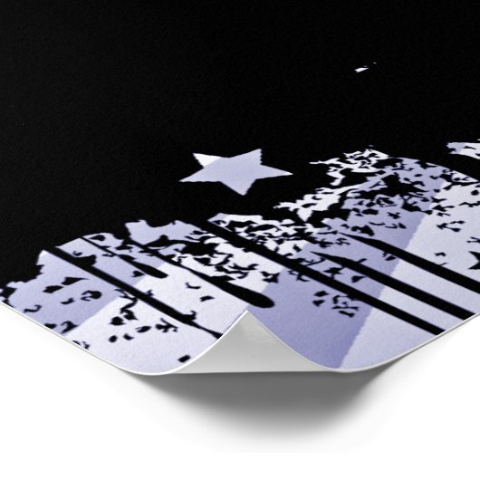 POSTER/AFDRUKGrunge Party Crowd Silhouette Indigo Poster (Hoek)