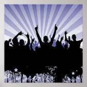 POSTER/AFDRUKGrunge Party Crowd Silhouette Indigo Poster (Voorkant)