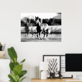 Poster afdrukken bij paarden - Posters met B&W-paa (Thuiskantoor)