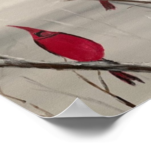 Poster afdrukken met kardinalen (Hoek)