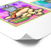 Poster, afdrukken - Pop Art Hot Dog met chips en e Poster (Hoek)