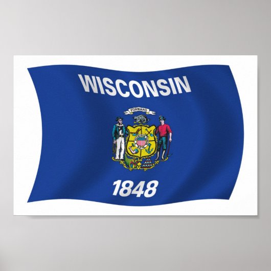 Poster afdrukken van Wisconsin Flag (Voorkant)