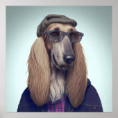 Poster Afghaanse hond Hipster Dog (Voorkant)